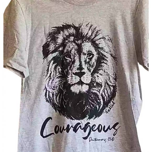 NEW FOX AND OWL unisex courageous lion t-shirt in grey - Picture 2 of 2